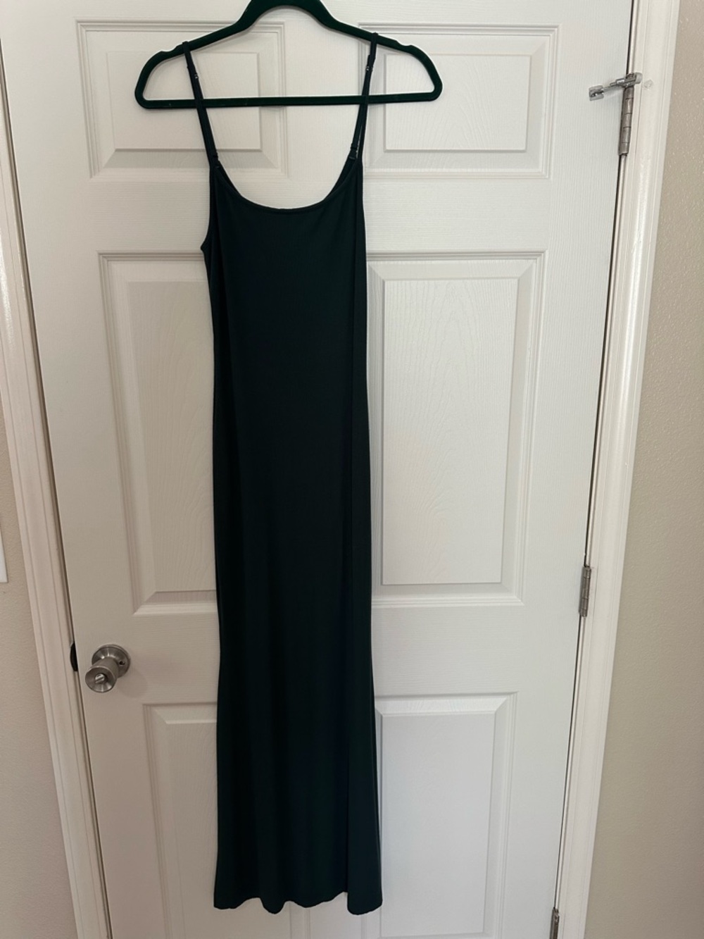 SKIMS Emerald Green Slip Maxi Dress with Adjustable Straps